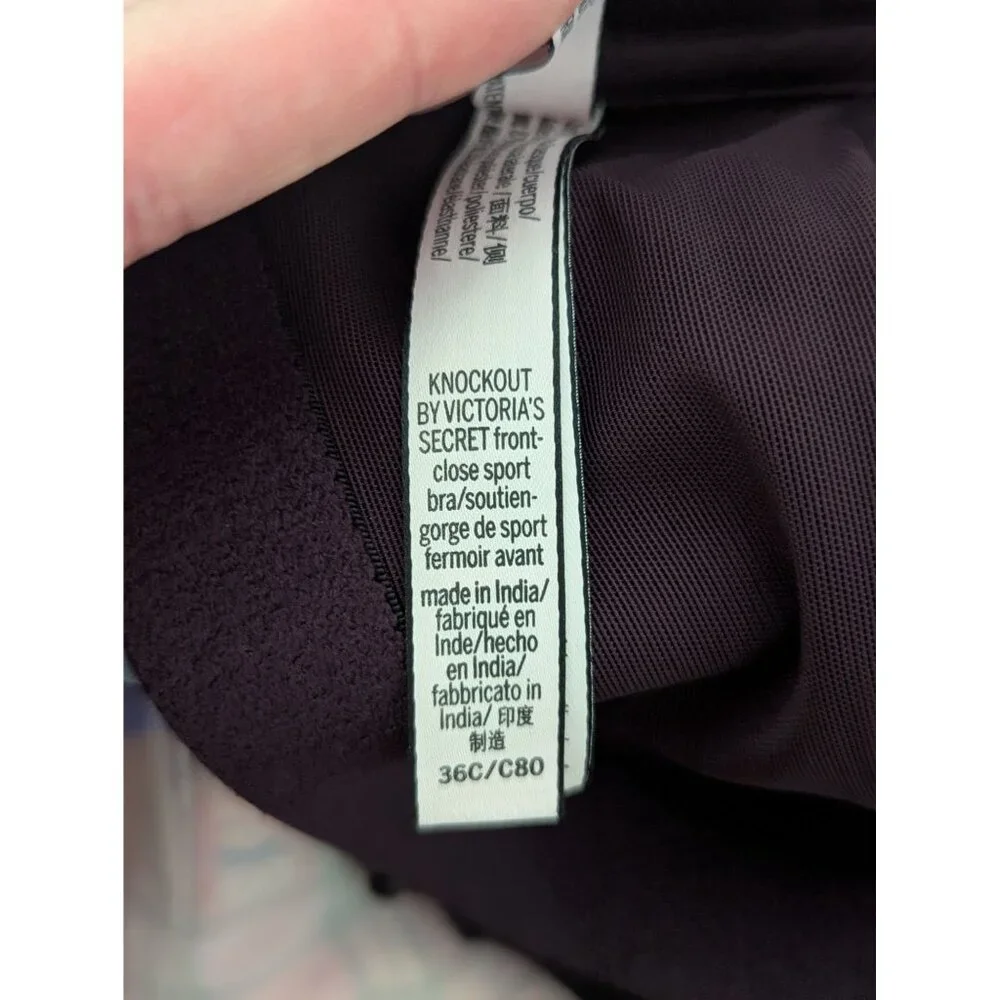 Knockout by Victorias Secret Purple Front-Close Sports Bra 36C Adjustable Straps - Picture 7 of 9